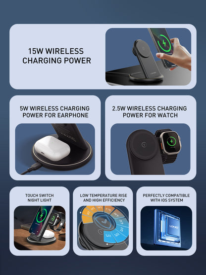 LDNIO 25.5W Wireless Phone Charger 5 in 1