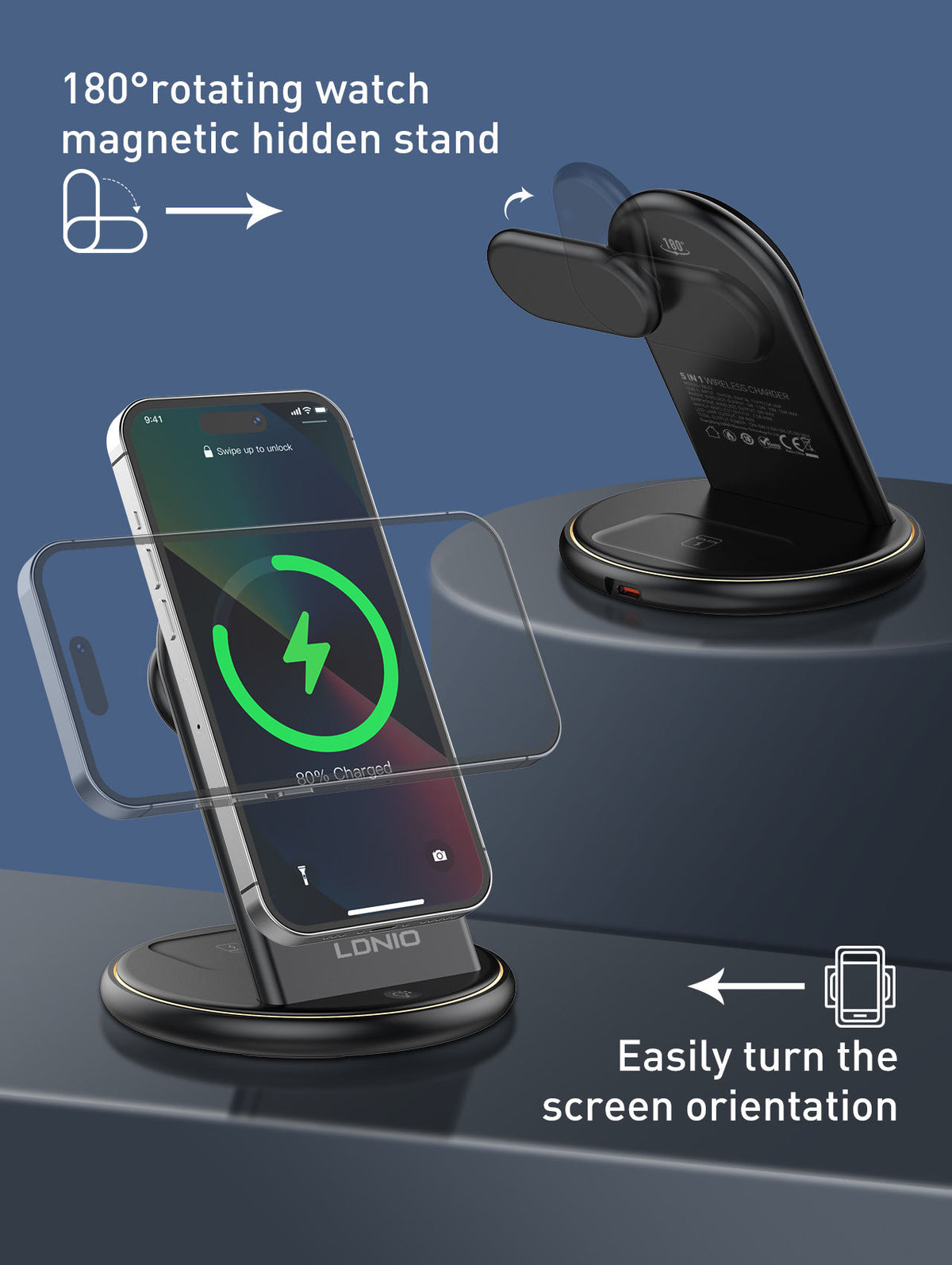 LDNIO 25.5W Wireless Phone Charger 5 in 1