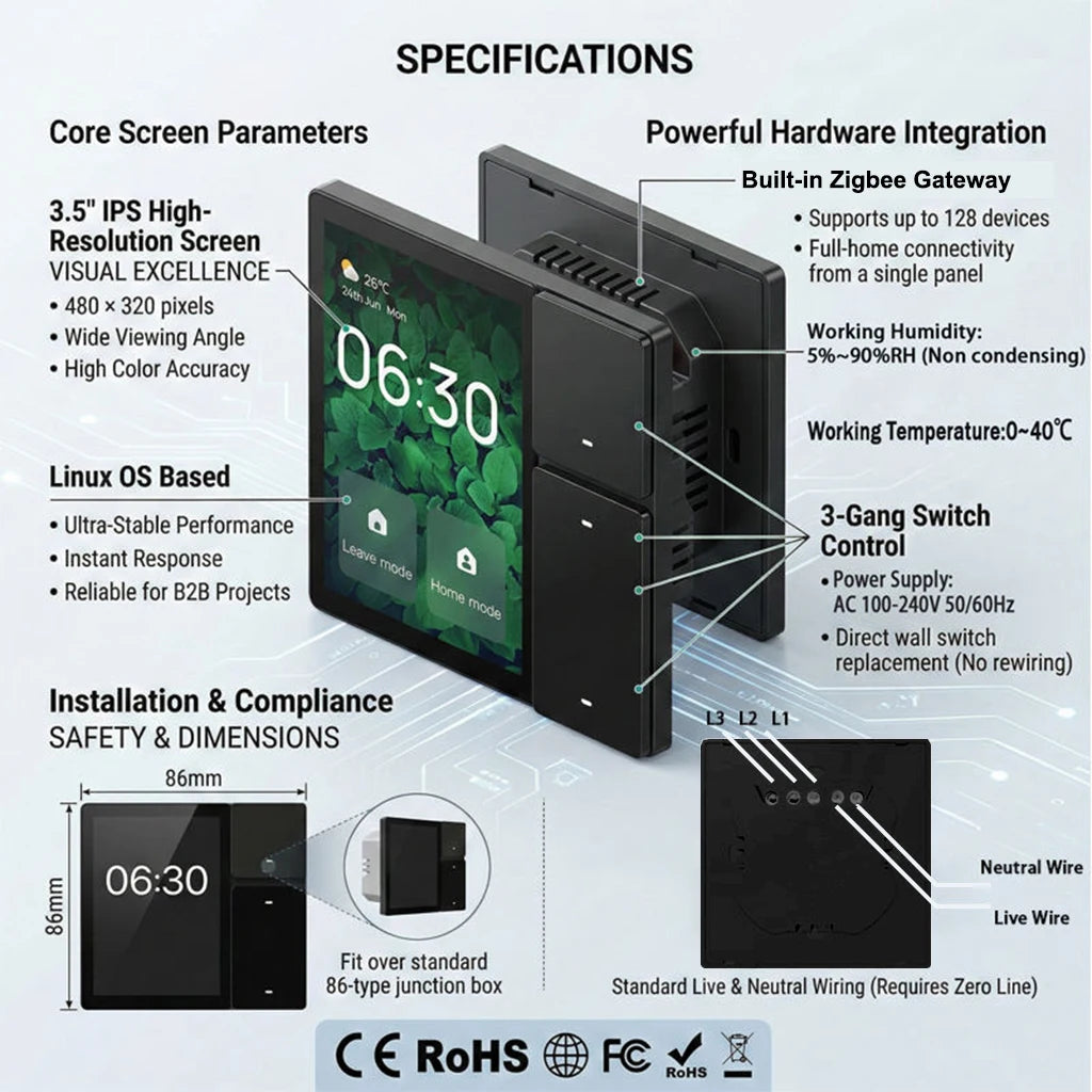 Tuya 3.5" Touch Smart Wall Panel