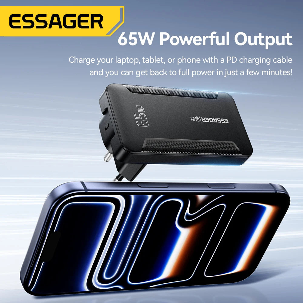Essager Ultra Thin 65W GaN pro Travel Charger.