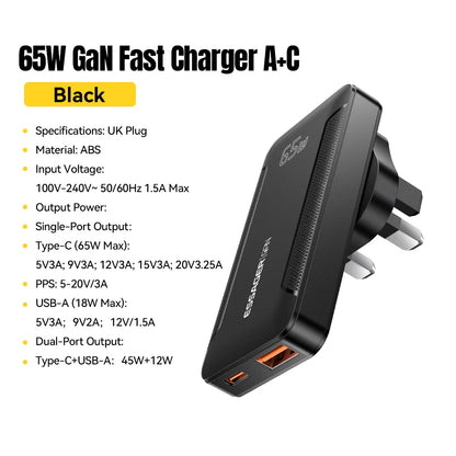 Essager Ultra Thin 65W GaN pro Travel Charger.