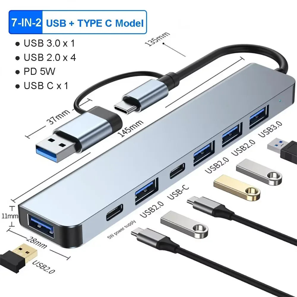 موزع USB-C متعدد المنافذ 8 في 1 / 11 في 1