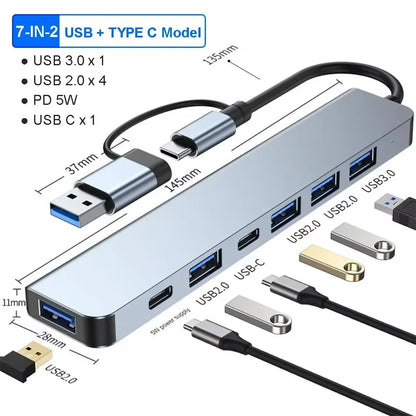 موزع USB-C متعدد المنافذ 8 في 1 / 11 في 1