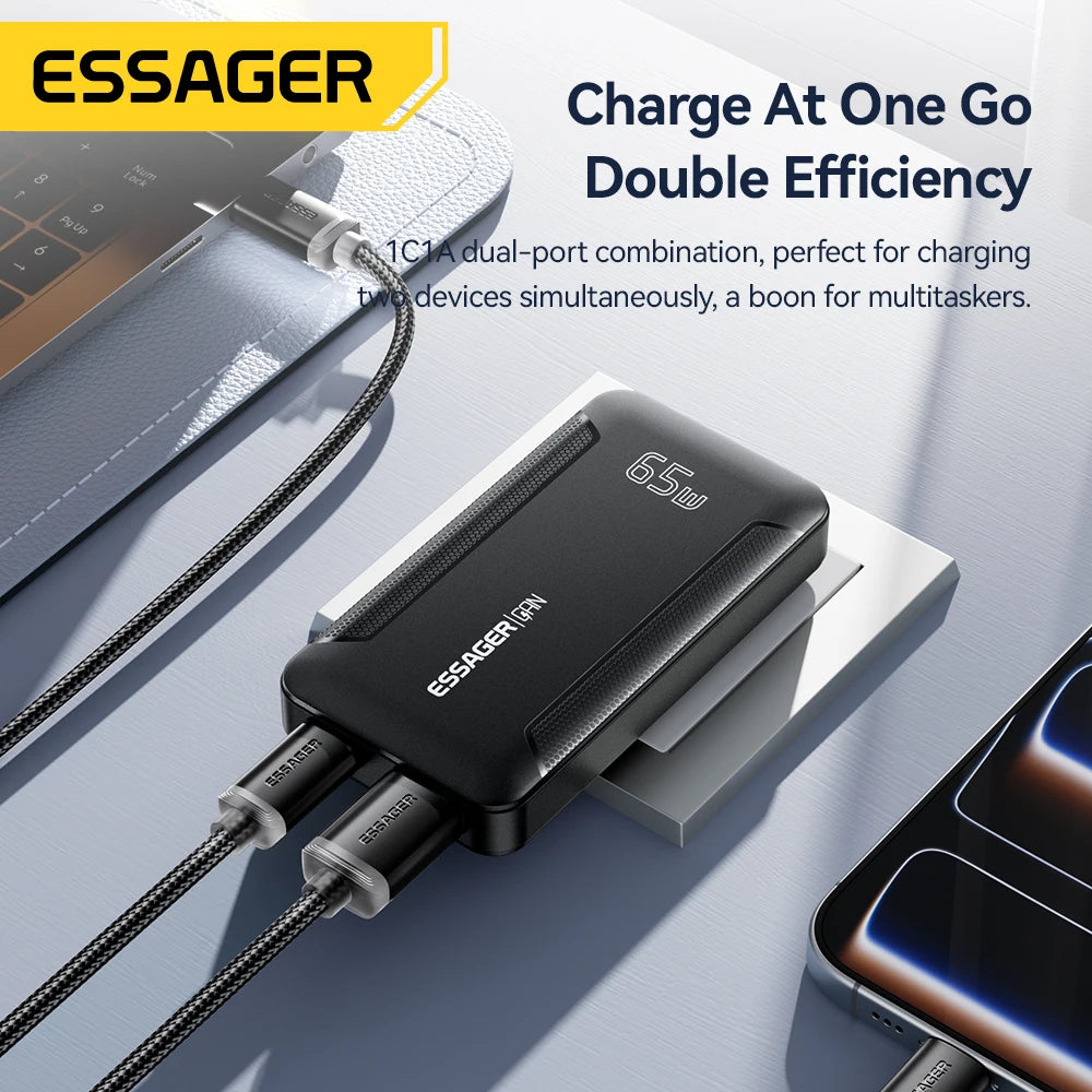 Essager Ultra Thin 65W GaN pro Travel Charger.