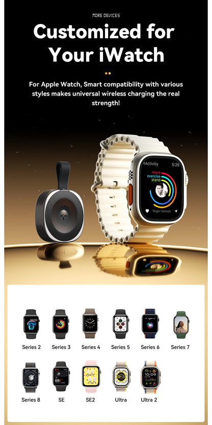شاحن لاسلكي مغناطيسي Essager لساعة Apple Watch (الإصدارات 2 حتى 8 وSE)