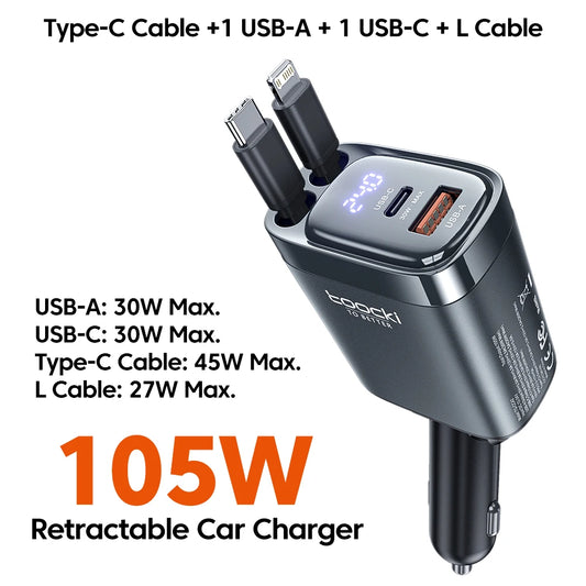 Toocki Car Charger 105W 4 In 1