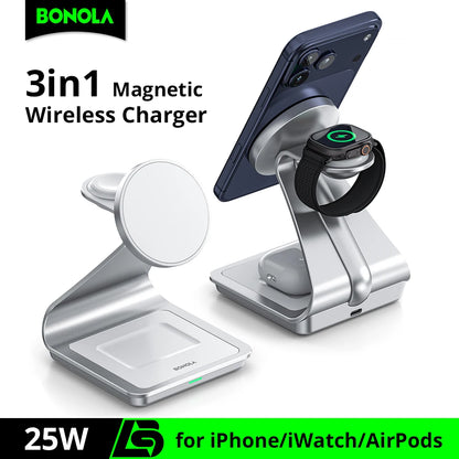 شاحن Bonola مغناطيسي 3 في 1 بقوة 30 وات لأجهزة iPhone