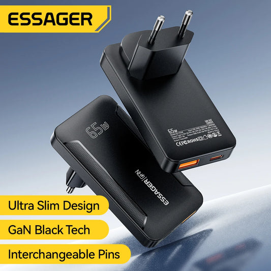 Essager Ultra Thin 65W GaN pro Travel Charger.